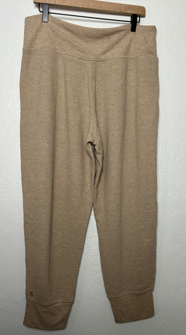 Athleta Women Dune Tan Pockets Coaster Luxe Waffle High Rise Jogger Size XL